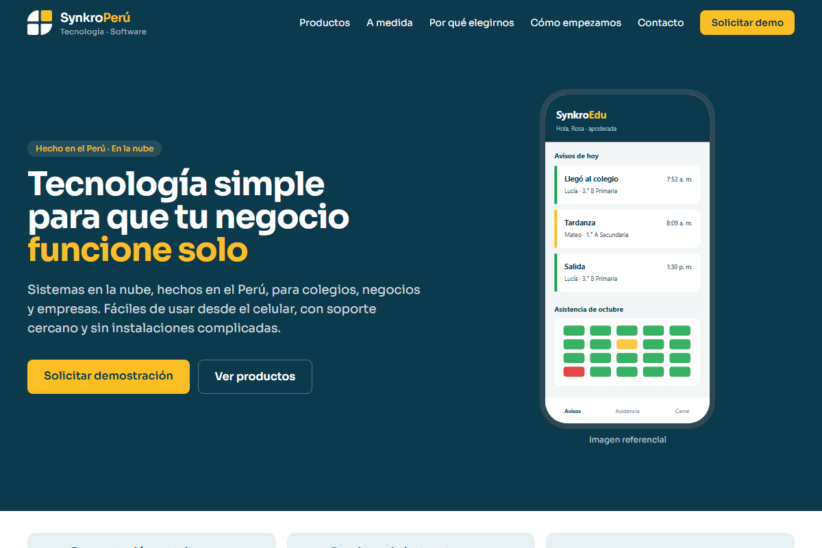 Portada del sitio synkroperu.com